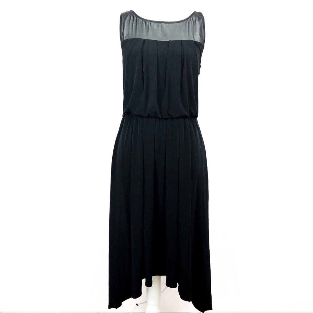 Vince Camuto Sheer Black High Low Sheath Dress 6